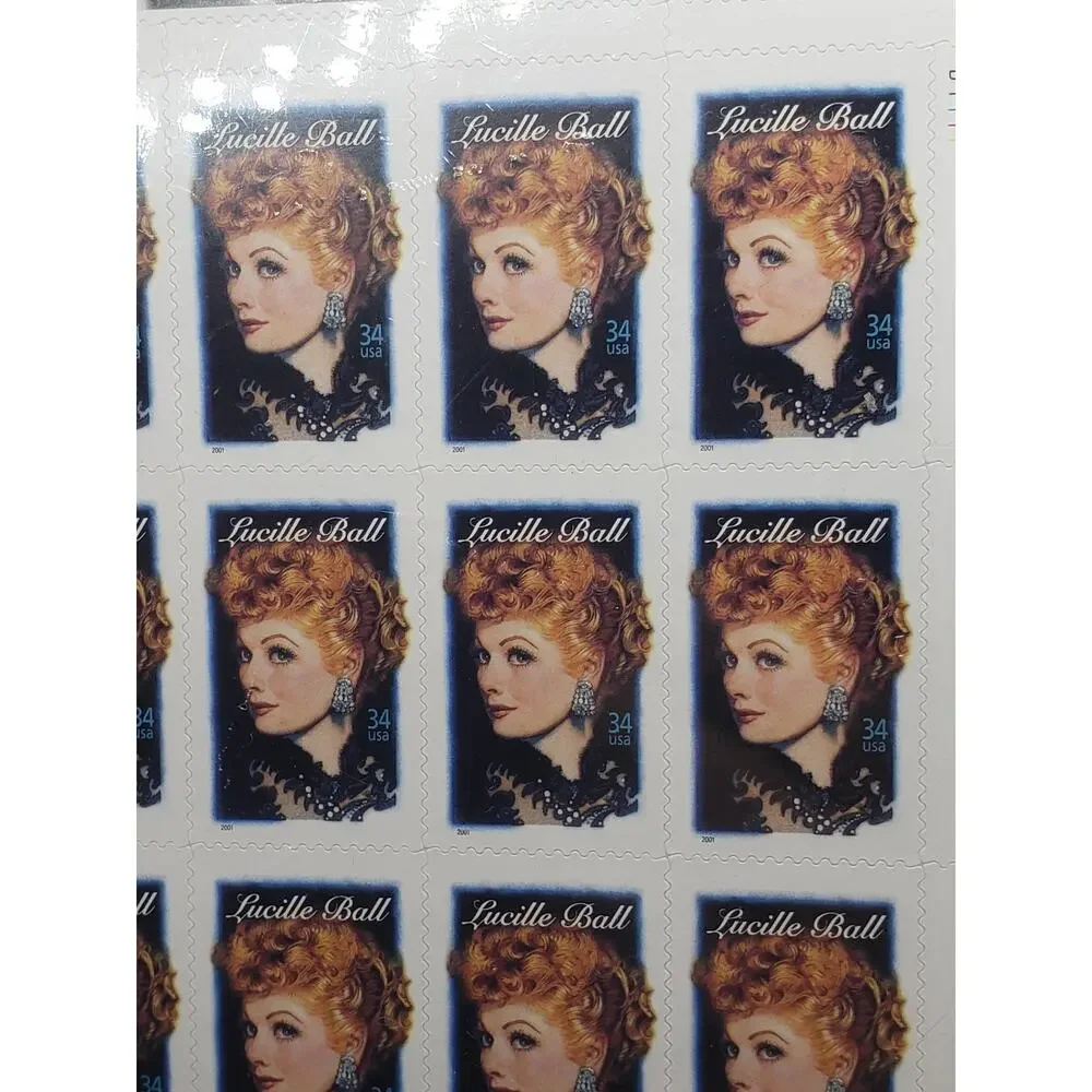 Vintage USPS Legends of Hollywood Lucille Ball 34¢ Stamps Pane of 20 2001 Sealed